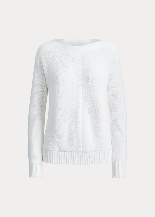 Sueter Ralph Lauren Mujer Blancos - Cotton Boatneck - NMEUP4165